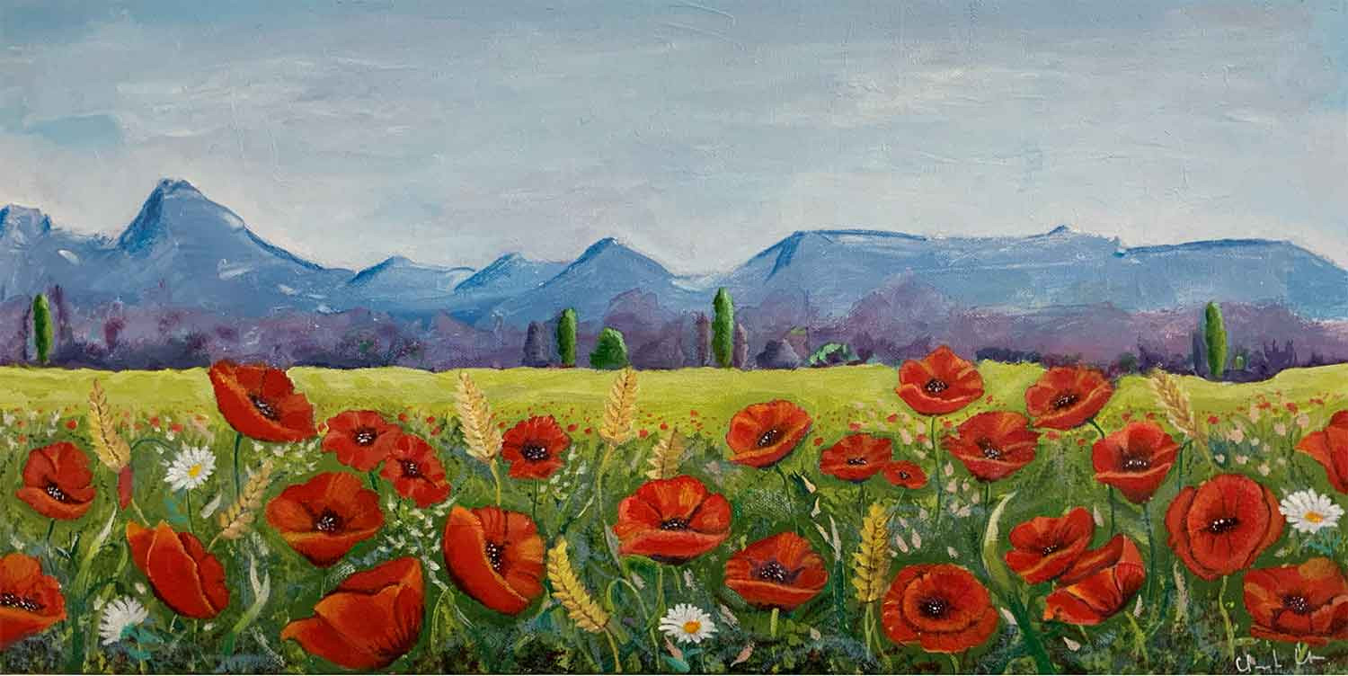 Claude Conte, Coquelicots, painting - Artalistic online contemporary art buying and selling gallery