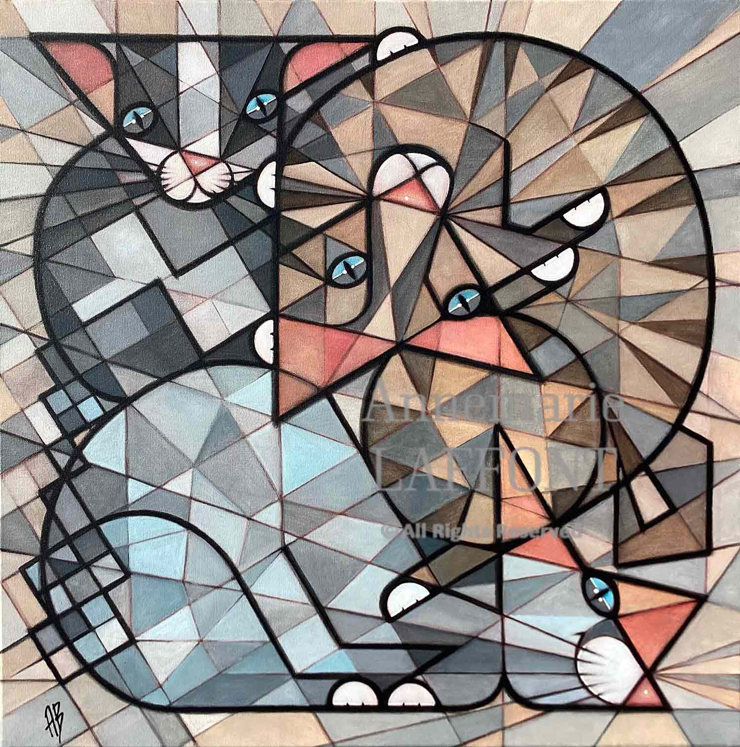 Annemarie Laffont, Geometriccats, painting - Artalistic online contemporary art buying and selling gallery