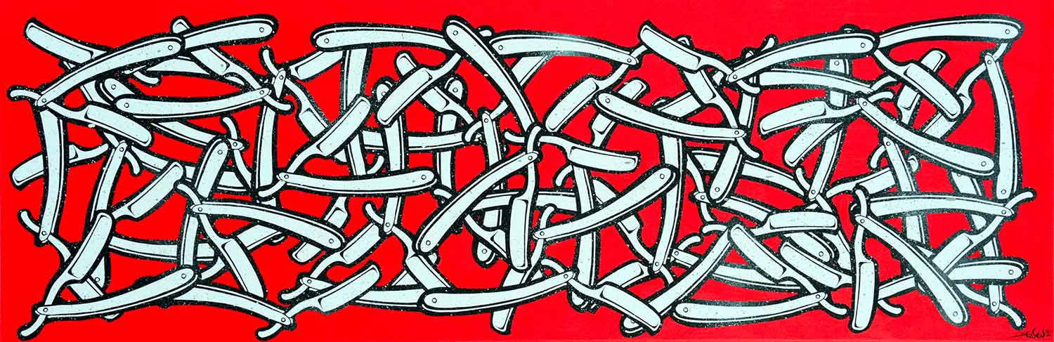 Ewen Gur, Jackson Pollock's straight razors, painting - Artalistic online contemporary art buying and selling gallery
