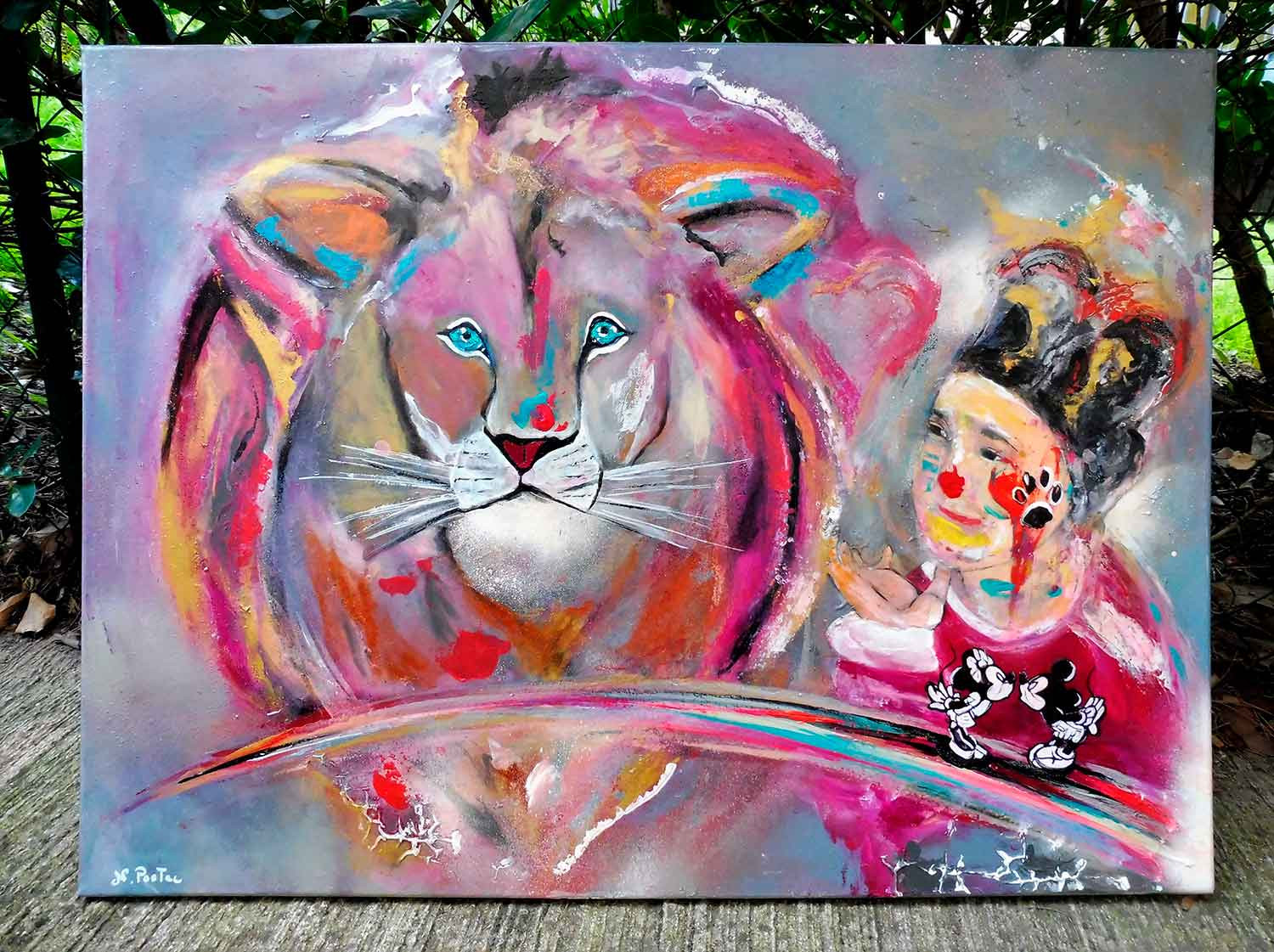 Nicolas Postec, Lion Queen, painting - Artalistic online contemporary art buying and selling gallery