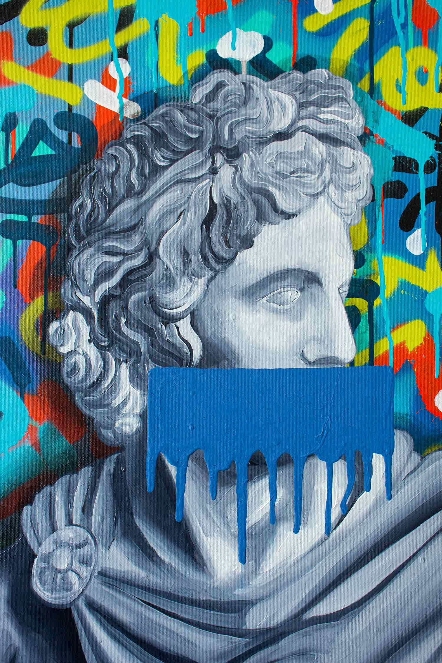 Monika Mrowiec, Apollo Belvedere bust, painting - Artalistic online contemporary art buying and selling gallery