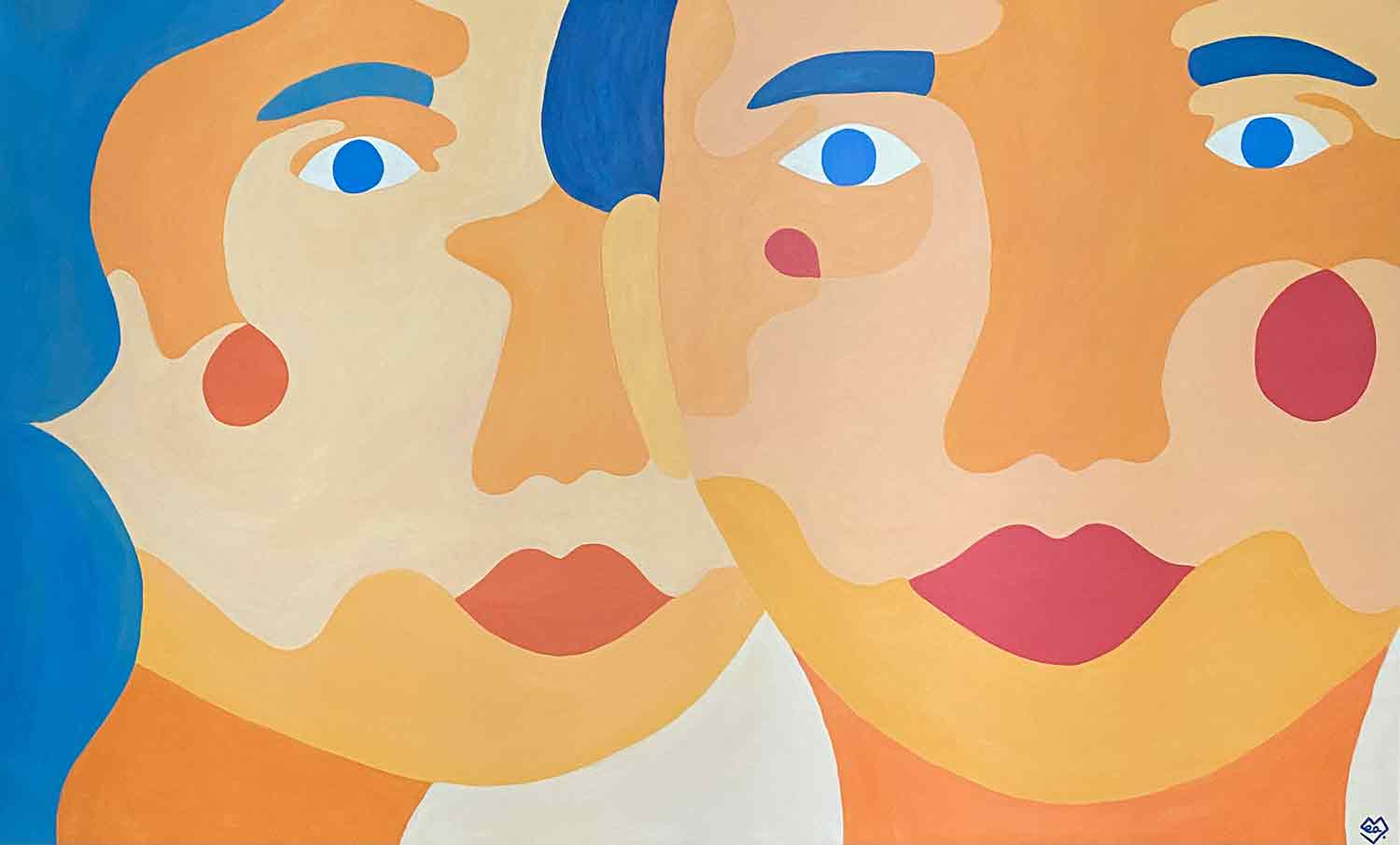 Léa Mongiat, Soeurs, painting - Artalistic online contemporary art buying and selling gallery