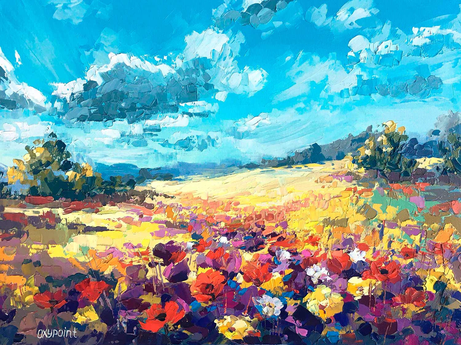 Oxypoint, River of Flowers, painting - Artalistic online contemporary art buying and selling gallery