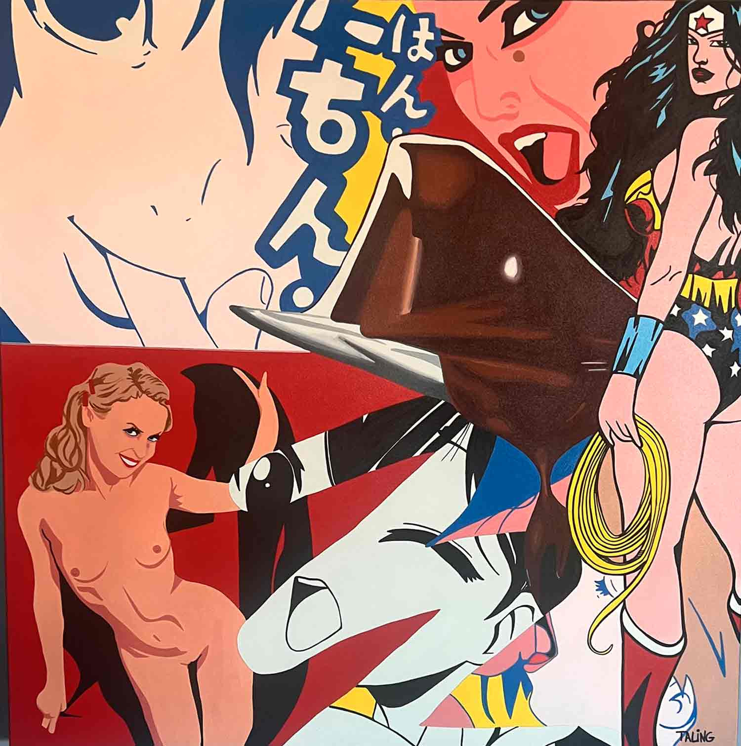 Cédric Taling,  Elle se jeta sur la cible afin de la capturer, painting - Artalistic online contemporary art buying and selling gallery