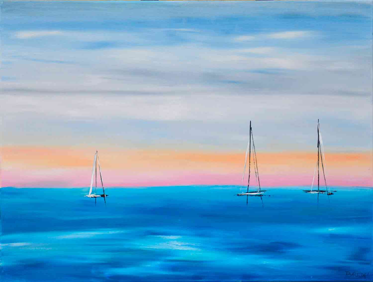 Bridg', Lever de soleil sur l'océan, painting - Artalistic online contemporary art buying and selling gallery