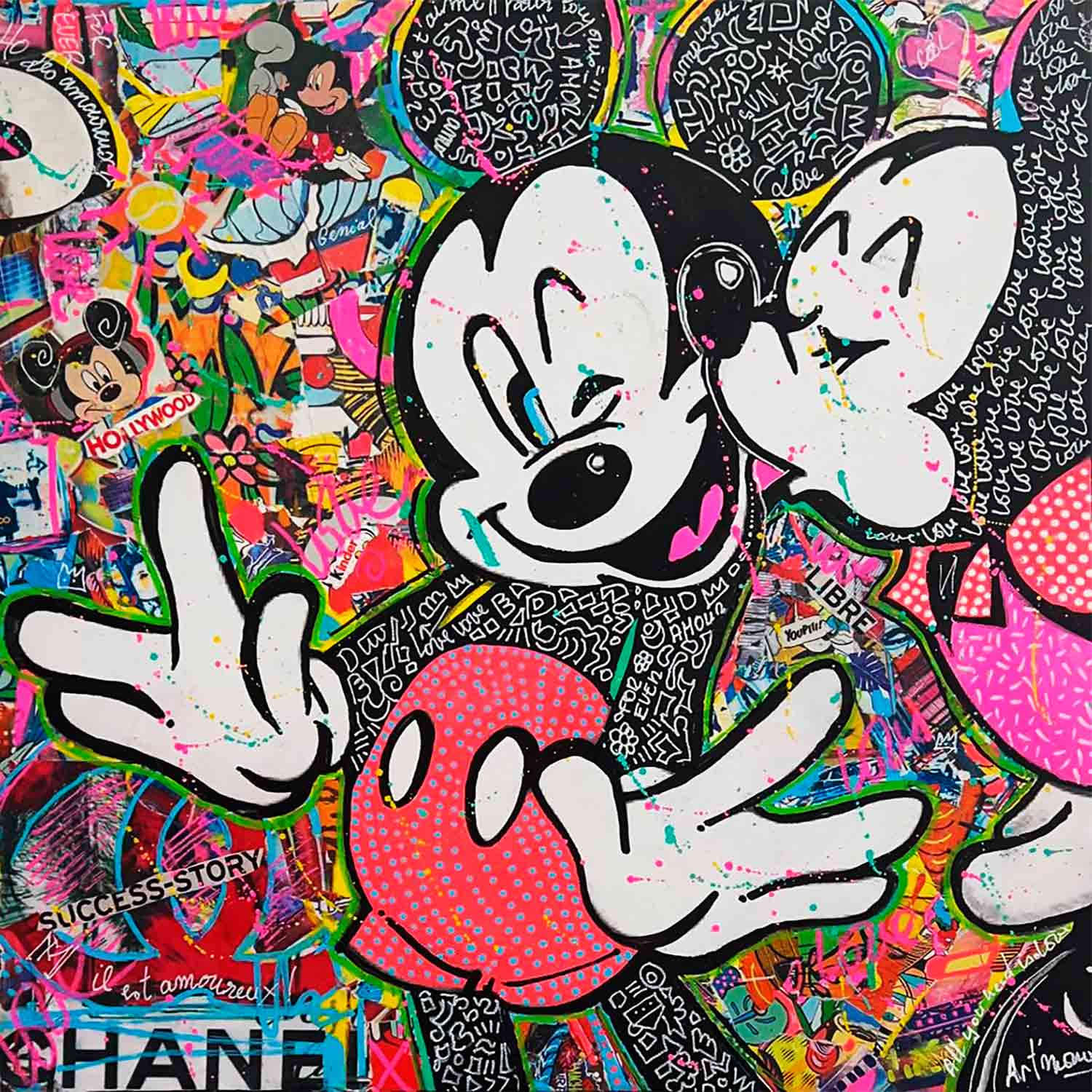 Art'Mony, Mickey et Minnie in love, painting - Artalistic online contemporary art buying and selling gallery