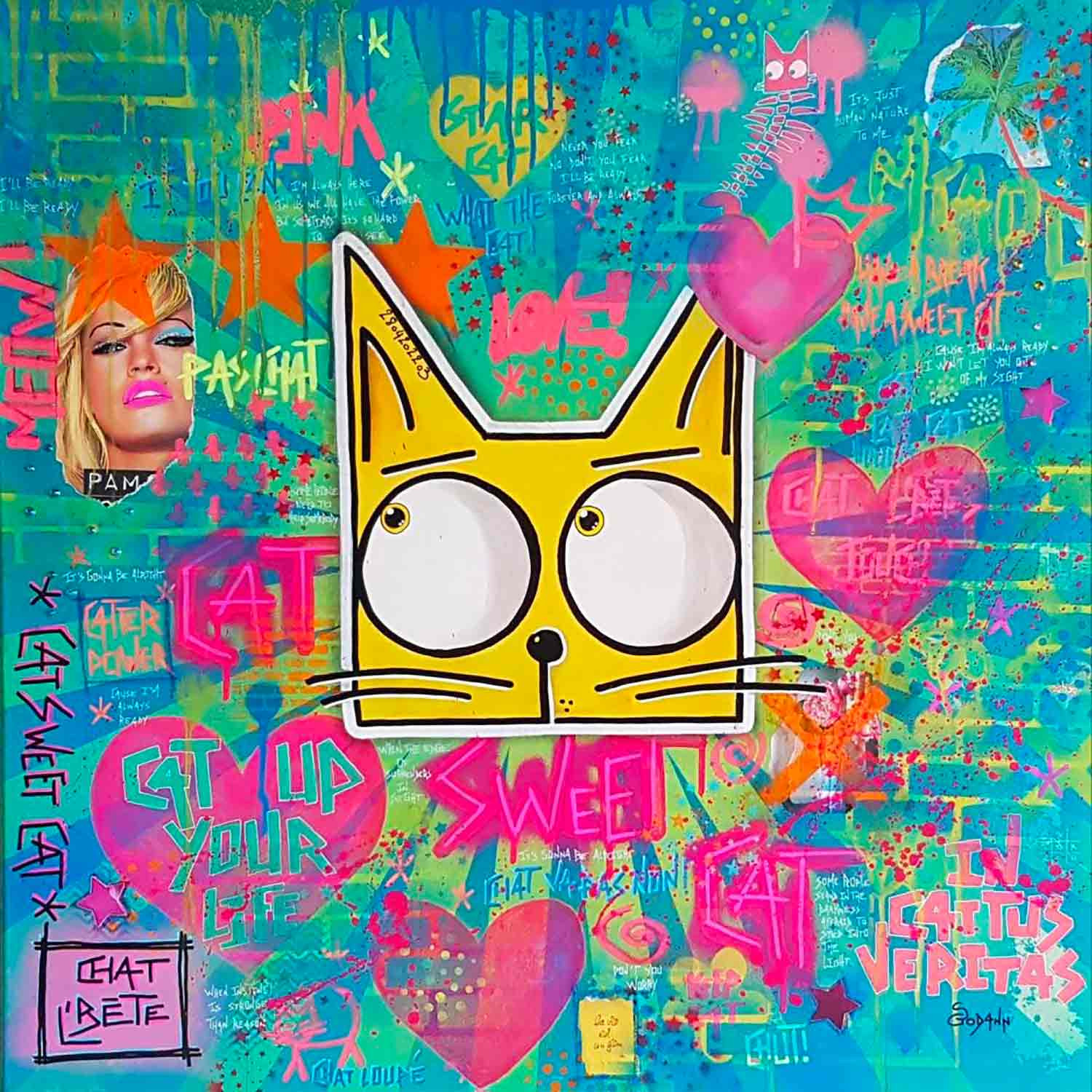 Stéphanie Godann, Cat sweet cat, painting - Artalistic online contemporary art buying and selling gallery