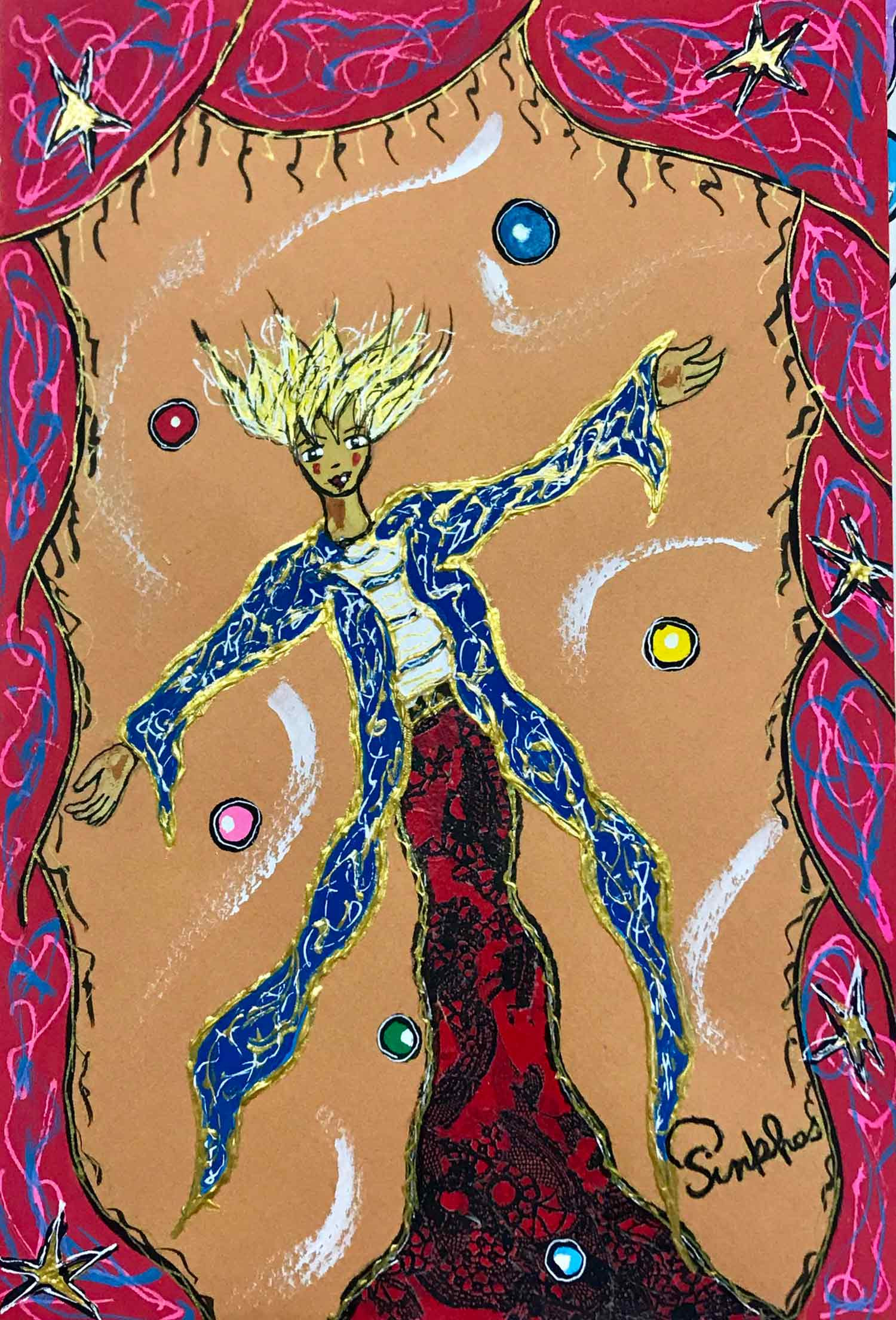 Pinkhas, Le jongleur fou, painting - Artalistic online contemporary art buying and selling gallery