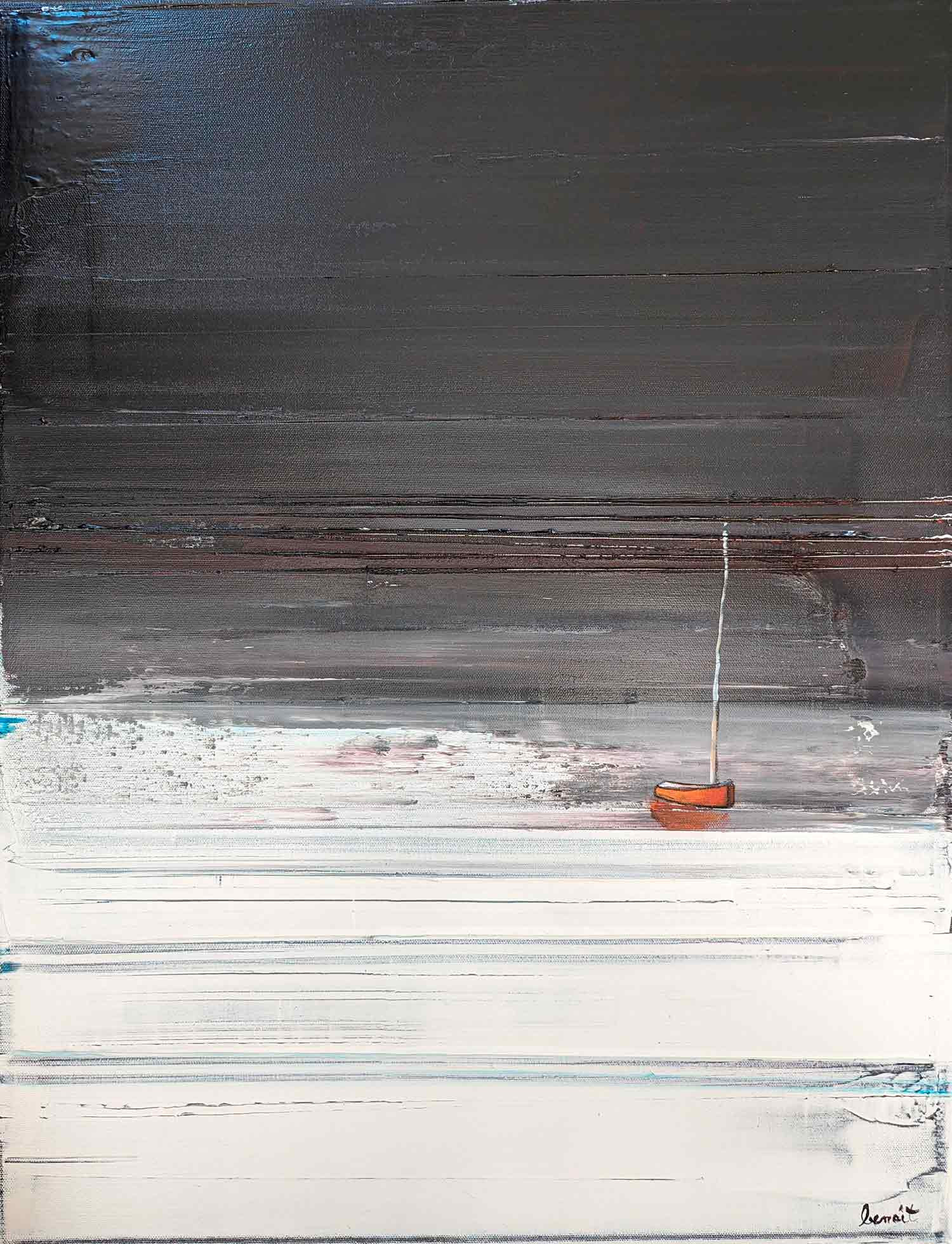 Benoit Guérin, La barque rouge, painting - Artalistic online contemporary art buying and selling gallery