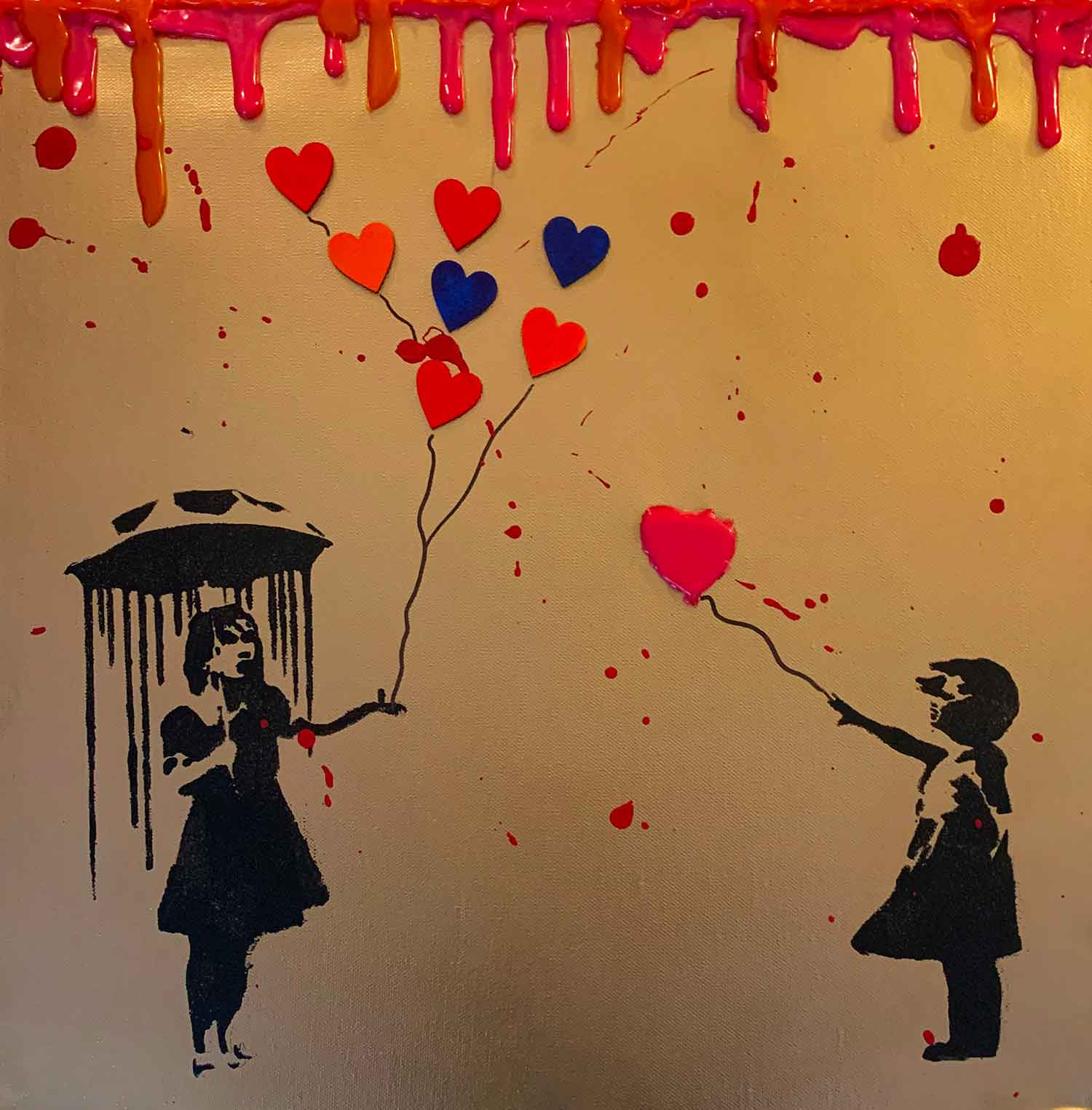 Rose, raining gold, painting - Artalistic online contemporary art buying and selling gallery