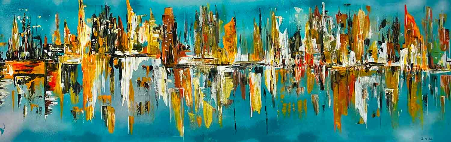 Jocelyne Kyriacou, mégalopole et ses reflets, painting - Artalistic online contemporary art buying and selling gallery