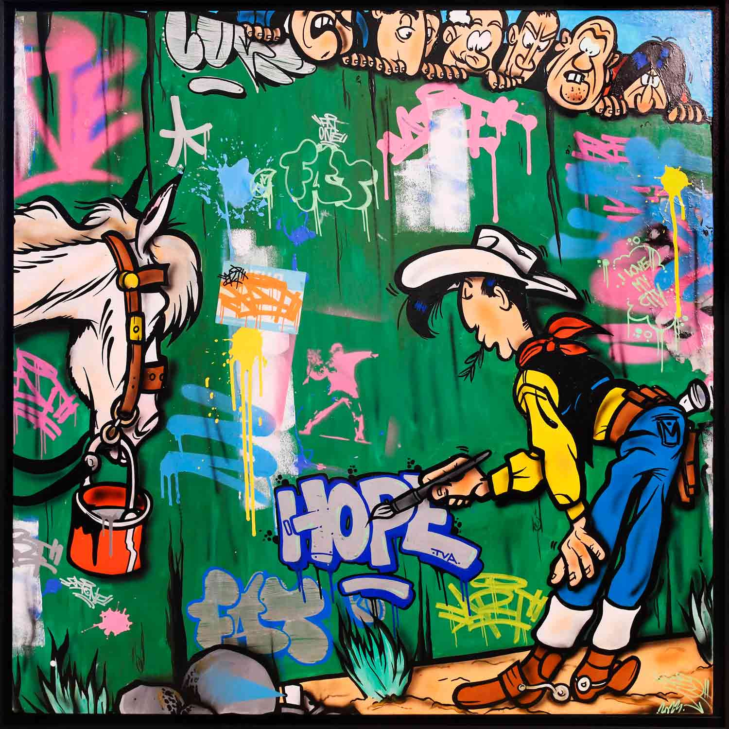 Fat, Lucky Luke graffiti, painting - Artalistic online contemporary art buying and selling gallery