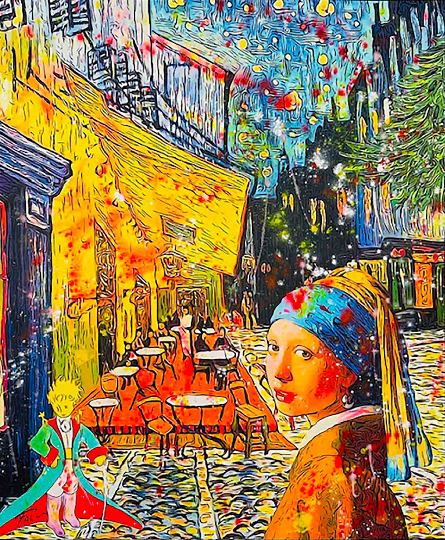 Contemporary Art Mixed media The Pearl Girl And Petit Prince