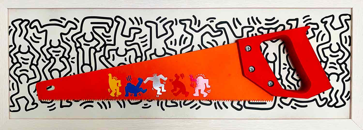 Andrea Van der Hoeven, saw Keith Haring, painting - Artalistic online contemporary art buying and selling gallery