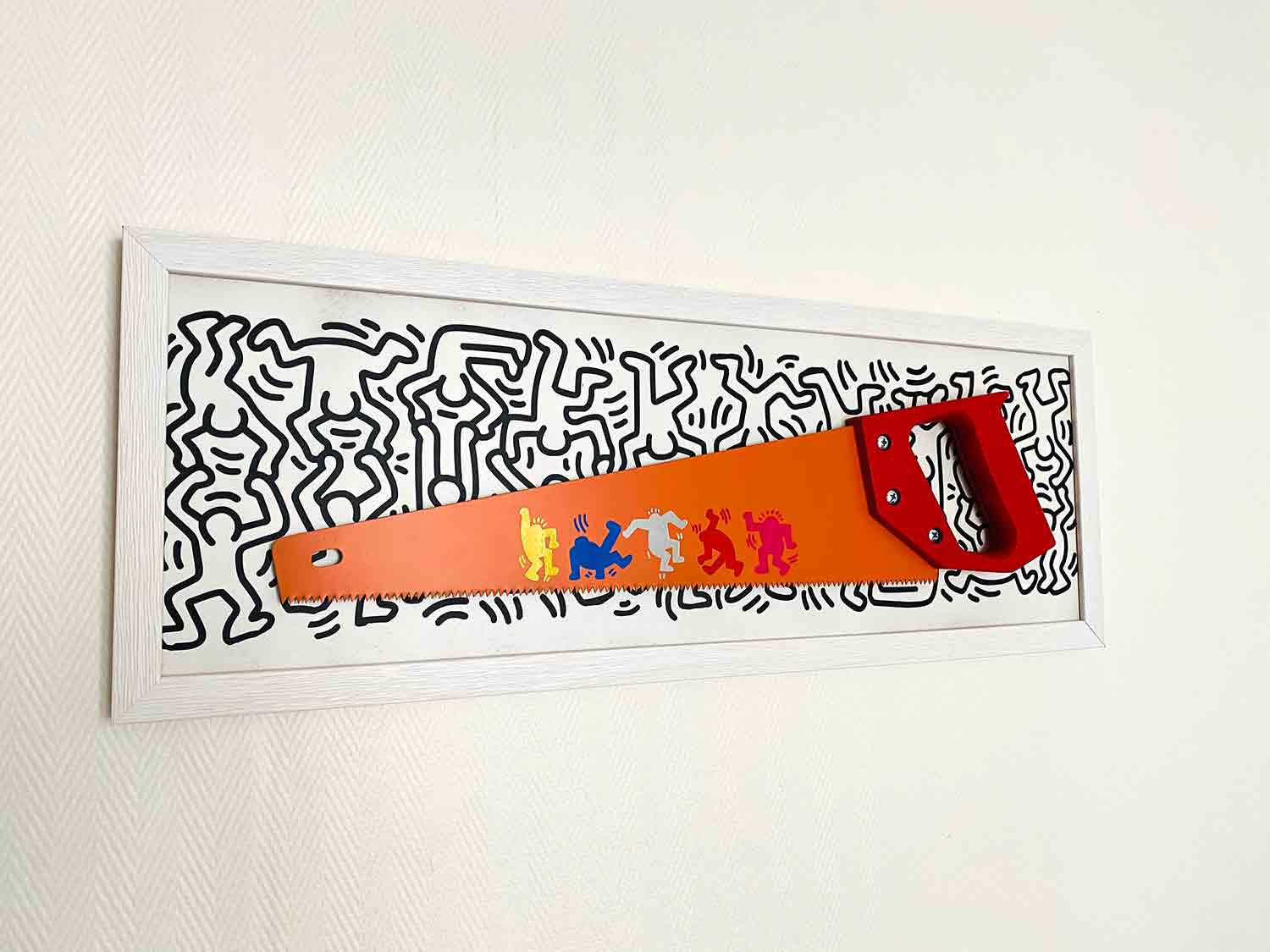 Andrea Van der Hoeven, saw Keith Haring, painting - Artalistic online contemporary art buying and selling gallery
