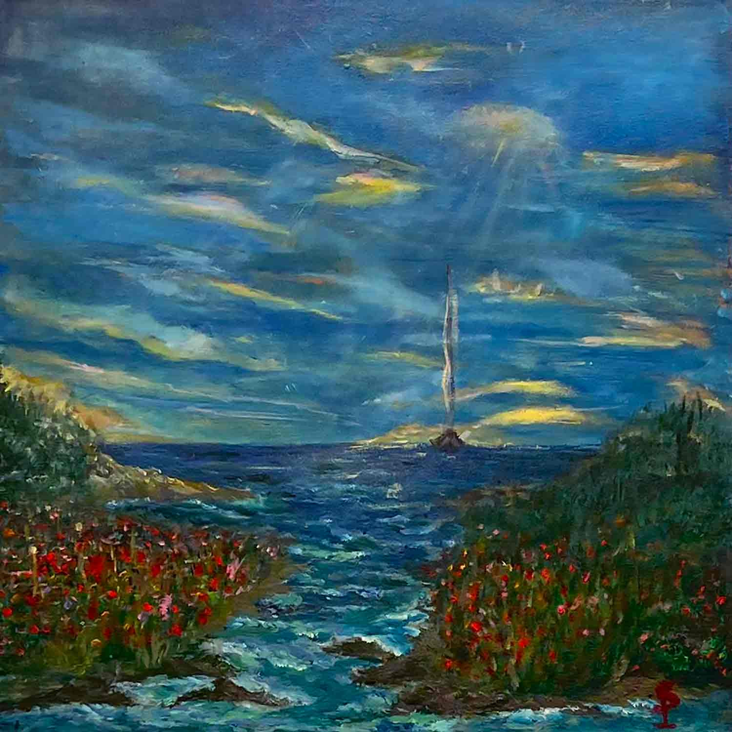 Sylvie Pulur, Entre ciel et mer, painting - Artalistic online contemporary art buying and selling gallery