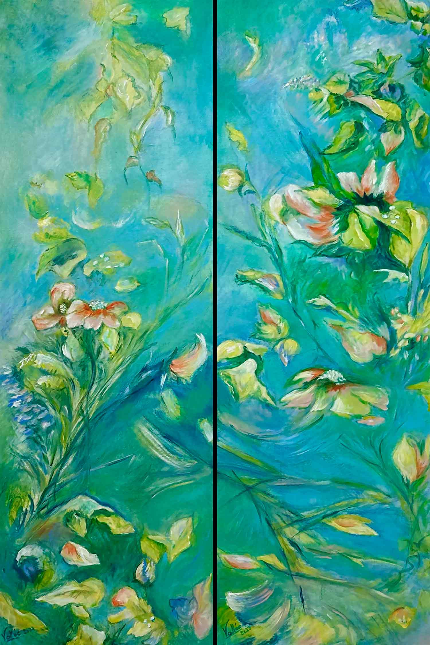 Pascale Vallée, Duo floral, painting - Artalistic online contemporary art buying and selling gallery