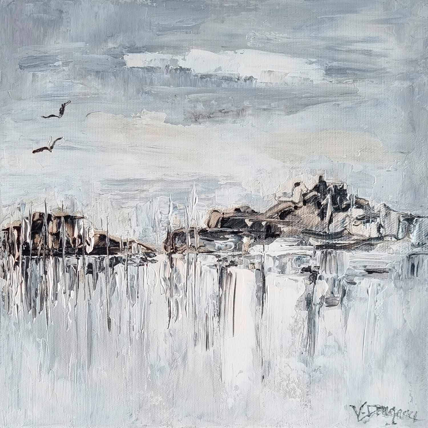 Valérie Dragacci, La corse en noir et blanc, painting - Artalistic online contemporary art buying and selling gallery