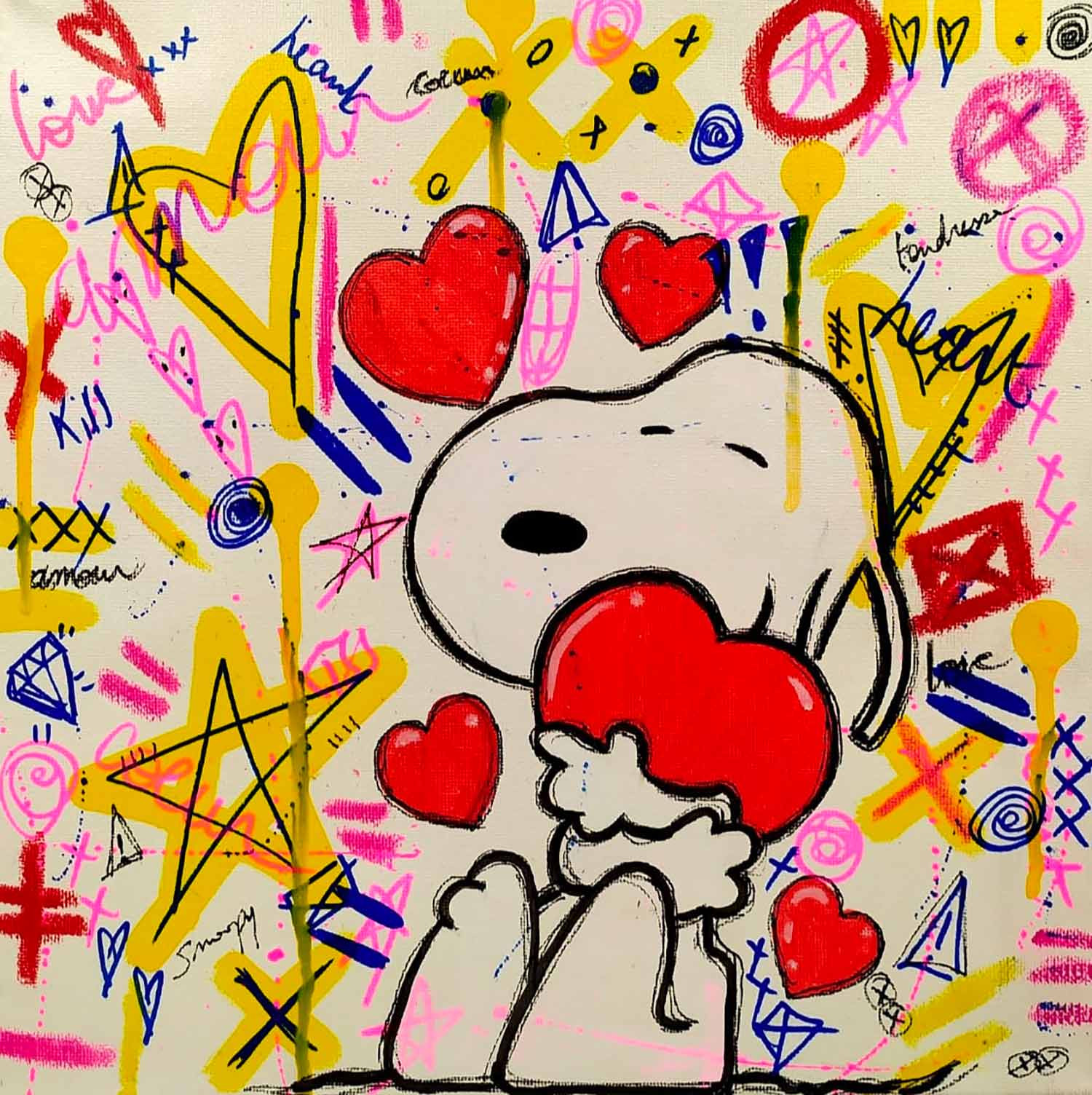 B.Lyne, Snoopy love, painting - Artalistic online contemporary art buying and selling gallery