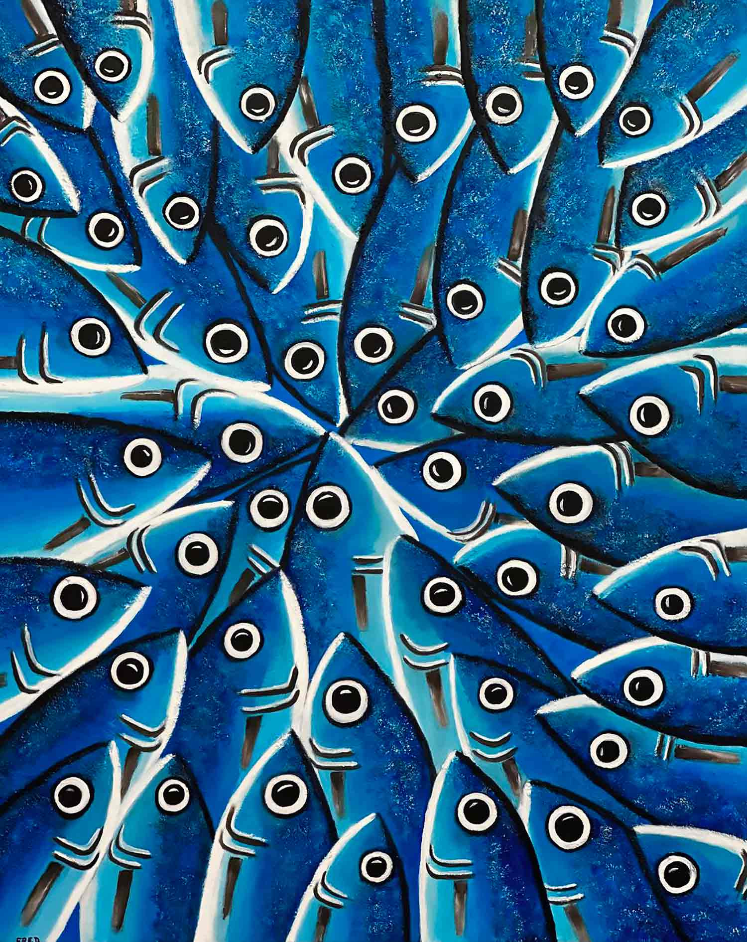 Fred Radenen, Convergence bleue, painting - Artalistic online contemporary art buying and selling gallery