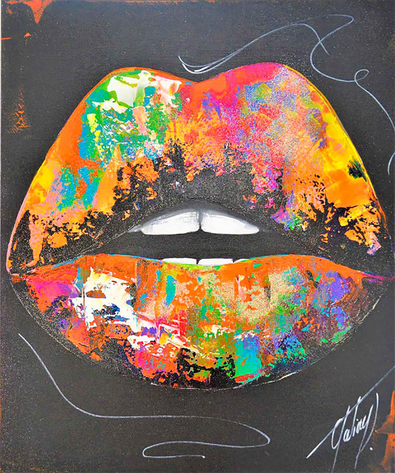 Contemporary Art Acrylic on canvas Colorful lips Julie Galiay