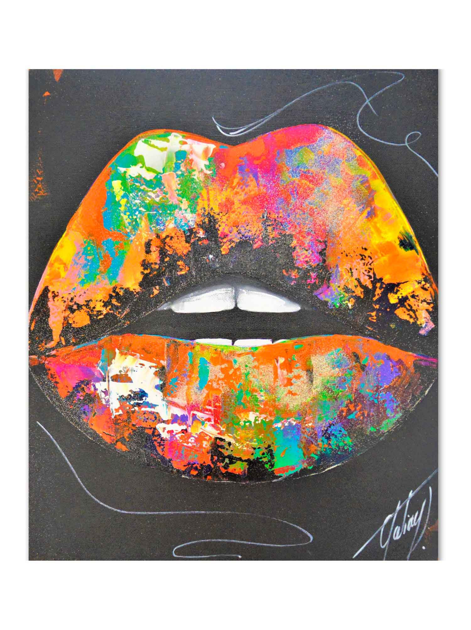 Contemporary Art - Acrylic on canvas - Colorful lips - Julie Galiay
