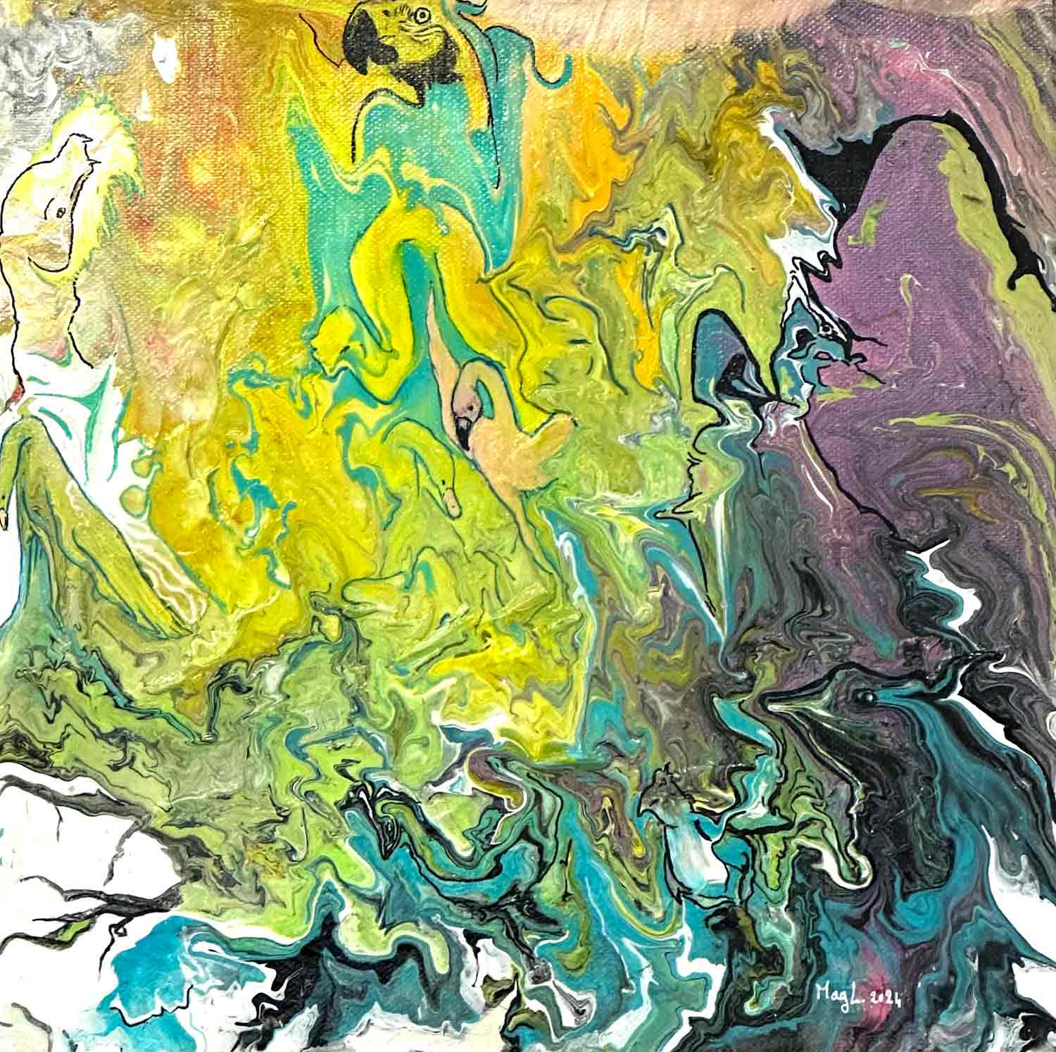 Magalie Launay, Oisellerie cosmique, painting - Artalistic online contemporary art buying and selling gallery