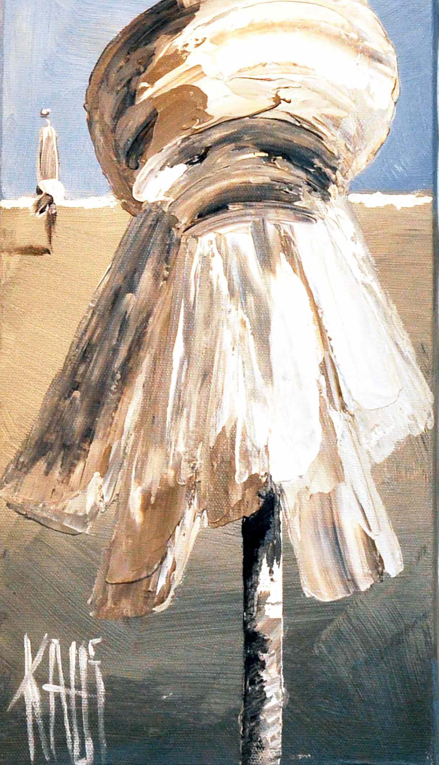 Michele Kaus, Parasol bleu, painting - Artalistic online contemporary art buying and selling gallery