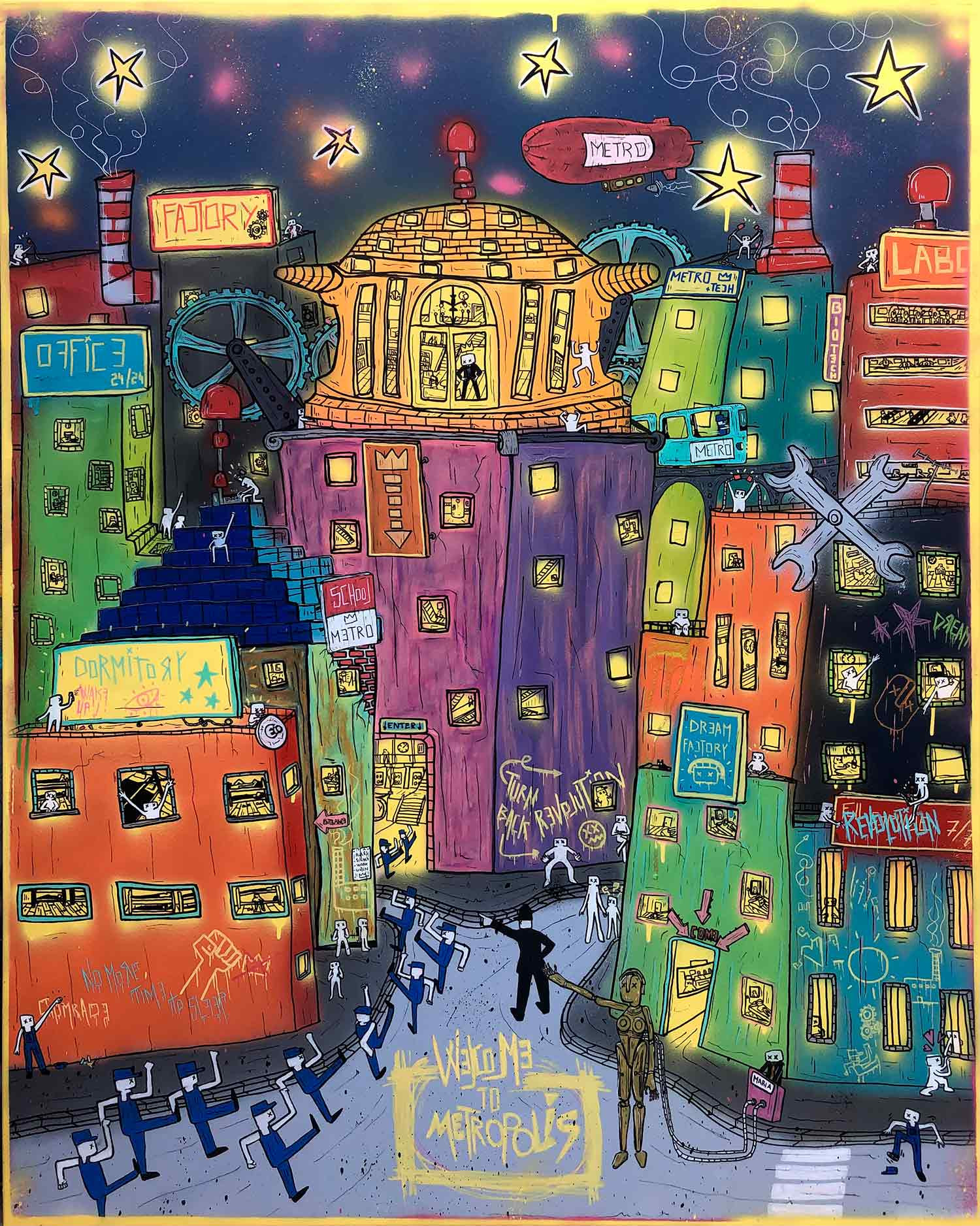 Hico, welcome to Metropolis, painting - Artalistic online contemporary art buying and selling gallery