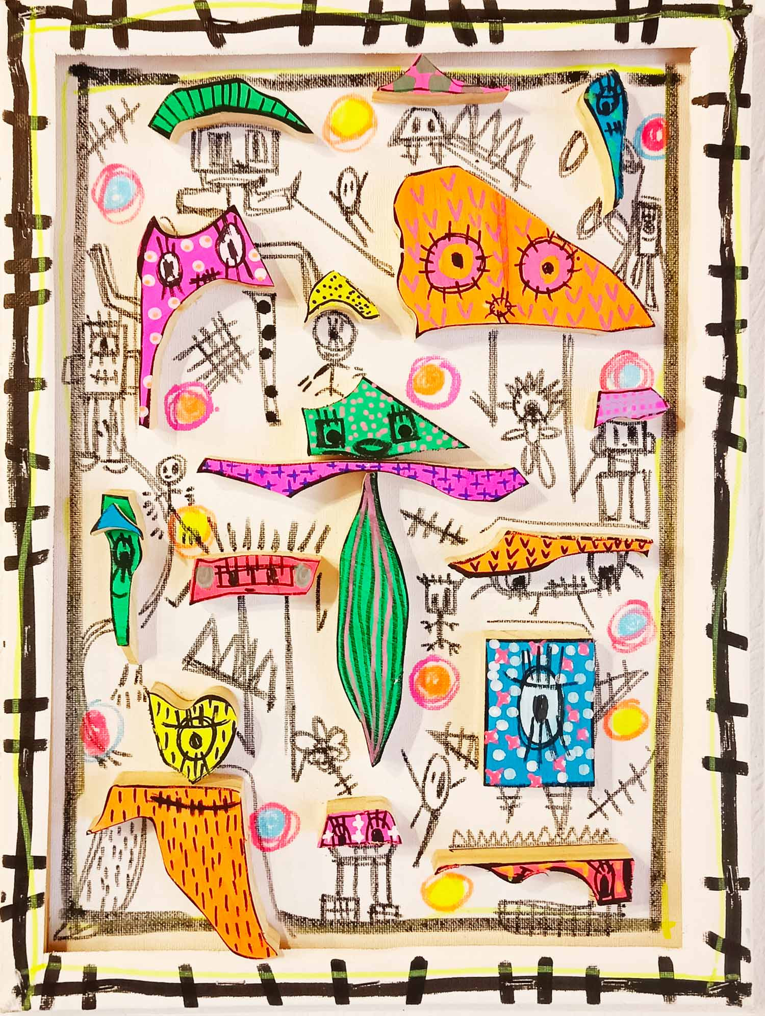 VHE, Bonh'om bidules 2, painting - Artalistic online contemporary art buying and selling gallery