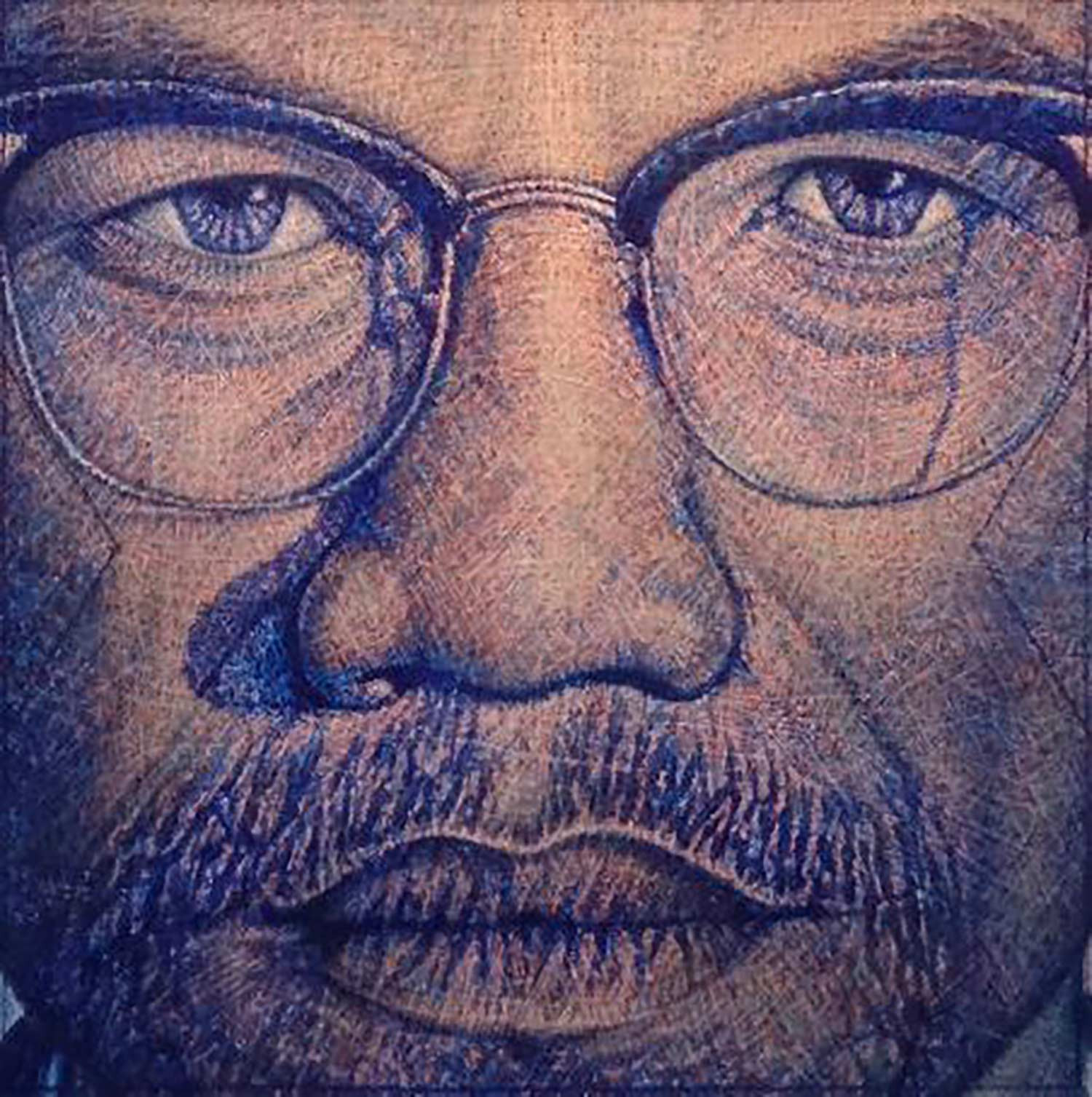 Contemporary Art Acrylic On Canvas Face A Face Malcom X Den