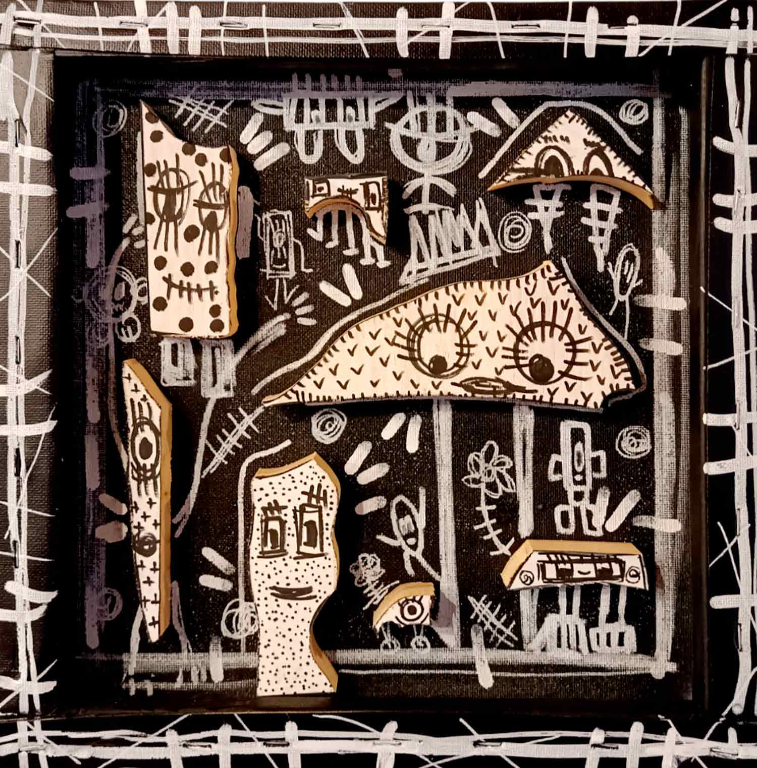 VHE, Bonh'om bidules black/white, painting - Artalistic online contemporary art buying and selling gallery