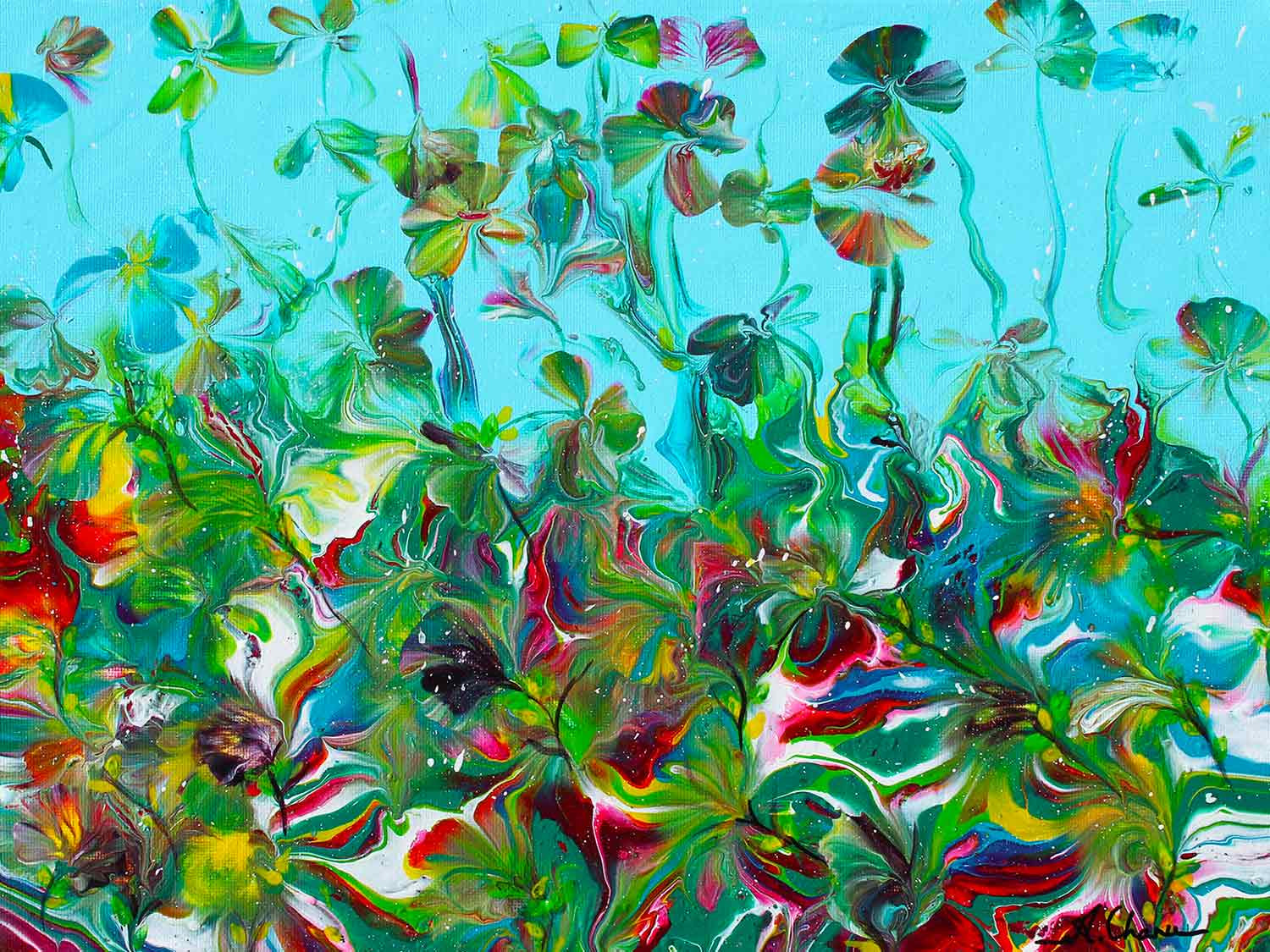 Annie Chanu, Poussée printanière sur ciel bleu, painting - Artalistic online contemporary art buying and selling gallery
