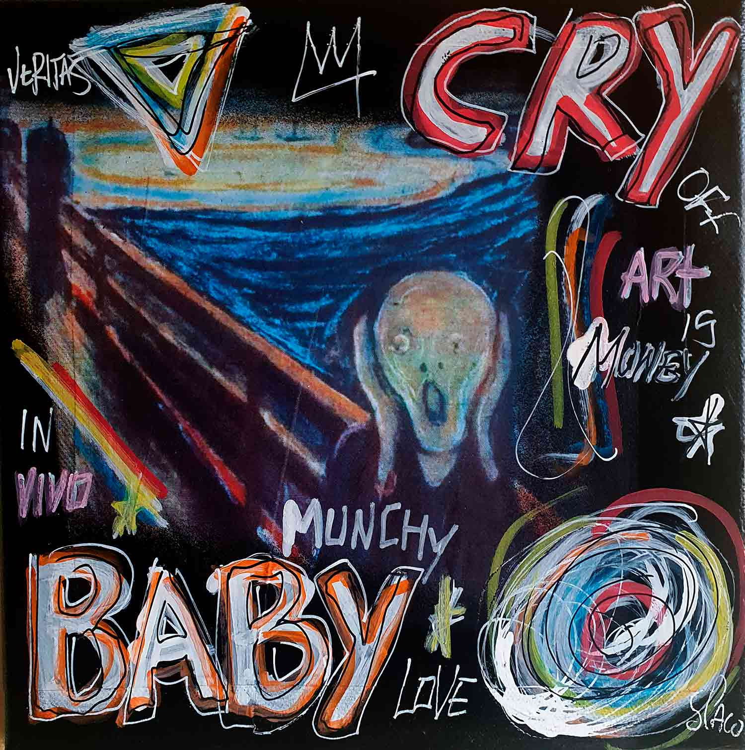 Spaco, Baby cry Munch, painting - Artalistic online contemporary art buying and selling gallery