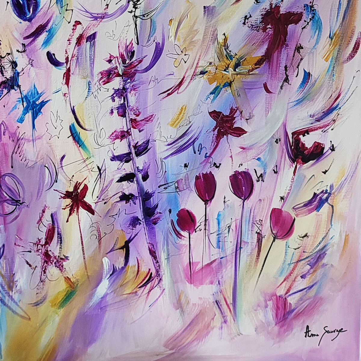 Âme Sauvage, La nature pourpre, painting - Artalistic online contemporary art buying and selling gallery
