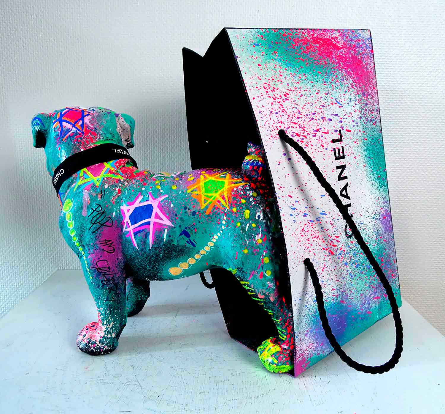 Sculpture Bulldog Pee Louis Vuitton Pop , Sculpture by Priscilla Vettese