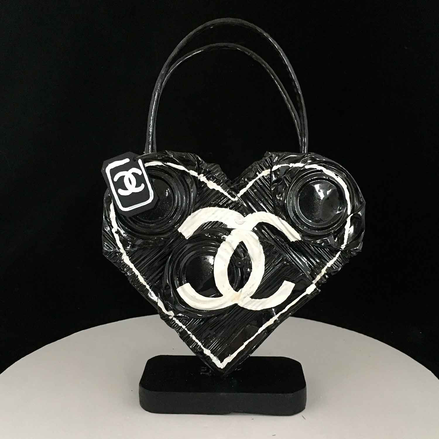 Contemporary Art - Mixed media - Crushed heart shape Chanel bag - Norman  Gekko