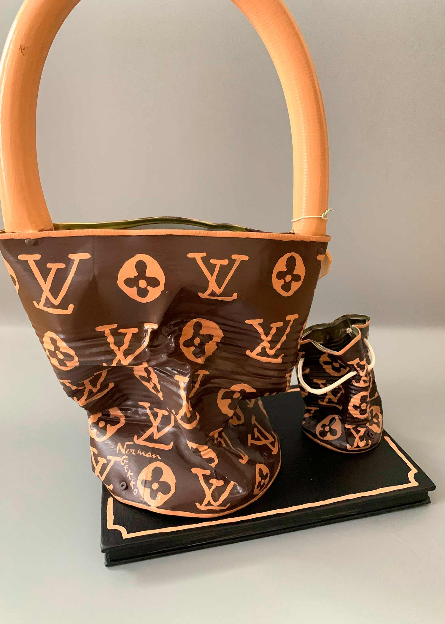 Contemporary Art - Mixed media on steel - Crushed Louis Vuitton