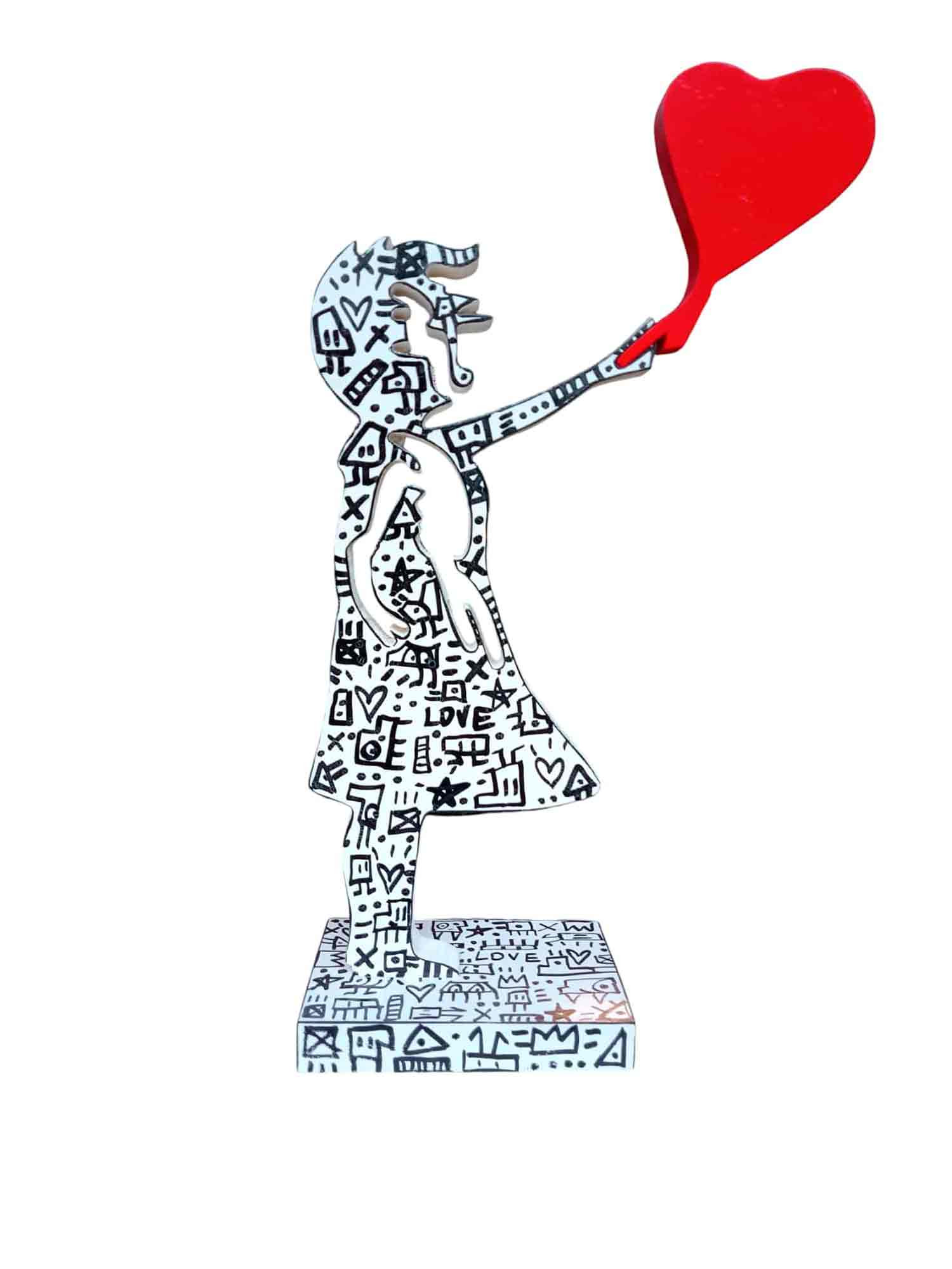 Ravi, Girl red heart Doodle, sculpture - Artalistic online contemporary art buying and selling gallery