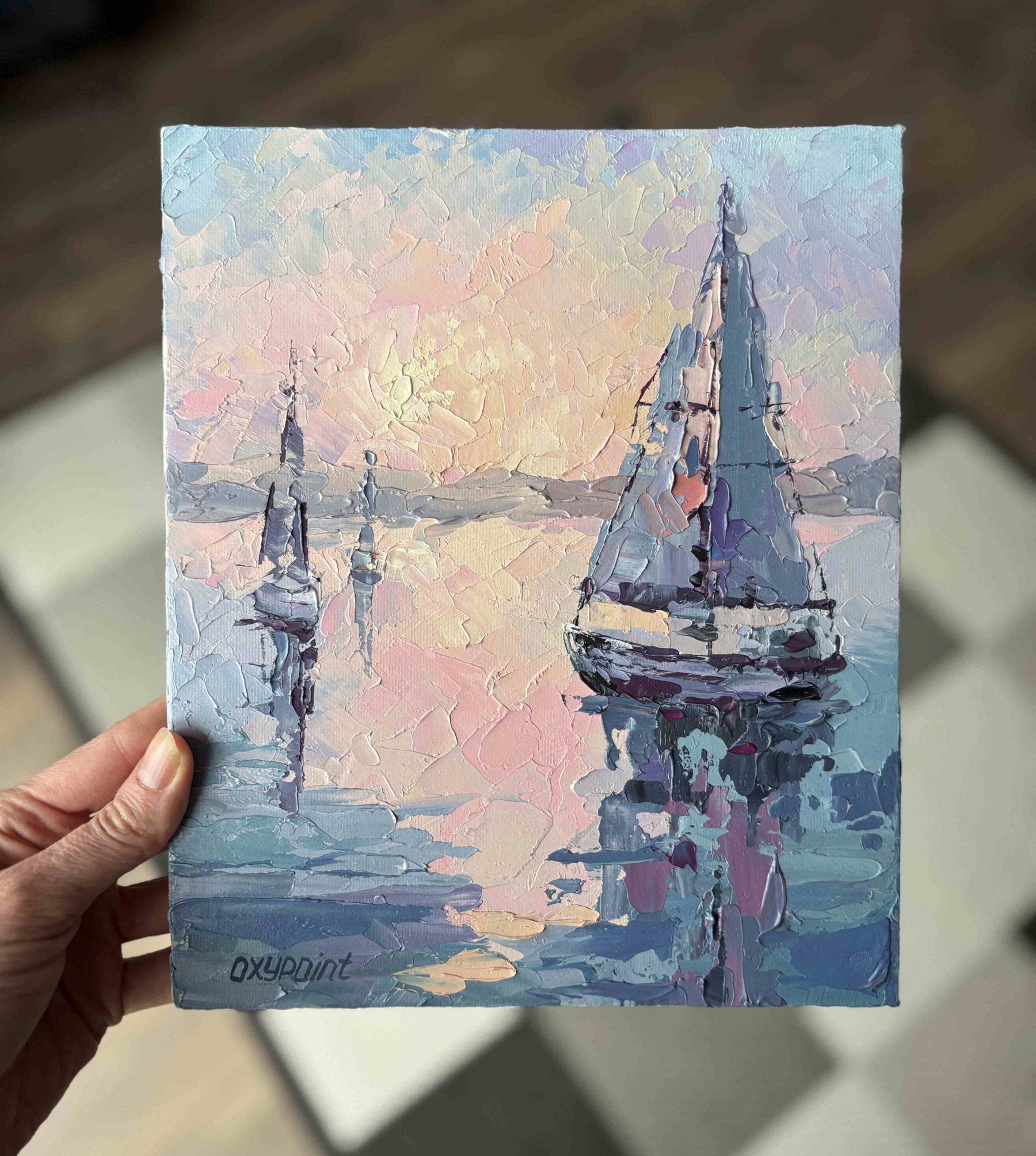 Oxypoint, Serenity at Sunset on the Sea I, painting - Artalistic online contemporary art buying and selling gallery