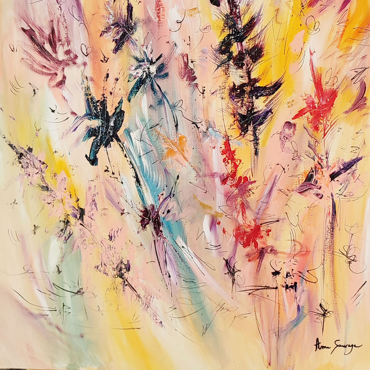 Âme Sauvage, Journée printanière au pays des fleurs, painting - Artalistic online contemporary art buying and selling gallery