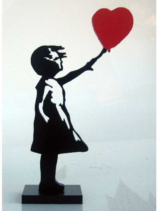 GIRL BANKSY coeur rouge