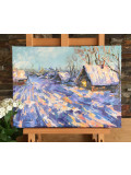 Oxypoint, Winter evening in the village, painting - Artalistic online contemporary art buying and selling gallery