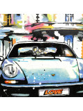 Patrick Cornée, Two lovers in a Porsche 911, painting - Artalistic online contemporary art buying and selling gallery