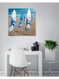 Michele Klaus, Les parasols sur la plage, painting - Artalistic online contemporary art buying and selling gallery