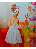 Alain Rolland, La demoiselle dans les fleurs, painting - Artalistic online contemporary art buying and selling gallery