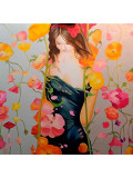 Alain Rolland, la jeune fille aux fleurs, painting - Artalistic online contemporary art buying and selling gallery