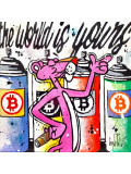 Patrick Cornée, the pink Panther is happy, painting - Artalistic online contemporary art buying and selling gallery