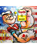 Patrick Cornée, Popeye likes pop art and Campbell's soup, painting - Artalistic online contemporary art buying and selling gallery