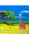 Pascal Poutchnine, En peignant la girafe, painting - Artalistic online contemporary art buying and selling gallery
